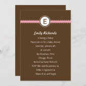 サテンリボンベビーシャワー招待状-インピンク 招待状 (正面/裏面)