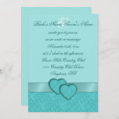 サテンリボン及びダマスク織のハートの結婚式招待状 招待状 (正面/裏面)