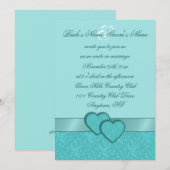 サテンリボン & ダマスクハート ウェディング招待状 招待状 (正面/裏面)