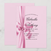 サテンリボン ピンクの結婚式招待状 招待状 (正面/裏面)