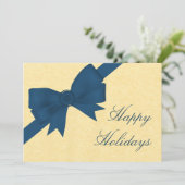 サテンリボン&ボウホリデーパーティー招待状ブルー 招待状 (スタンド正面)