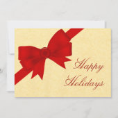 サテンリボン&ボウホリデーパーティー招待状レッド 招待状 (正面)