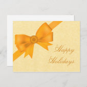 サテンリボン&ボークリスマス葉書、黄色 シーズンポストカード (正面/裏面)