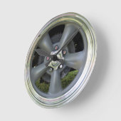 サテン仕上げ5輪話時計 ラウンド壁時計 (傾斜)