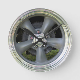 サテン仕上げ5輪話時計 ラウンド壁時計