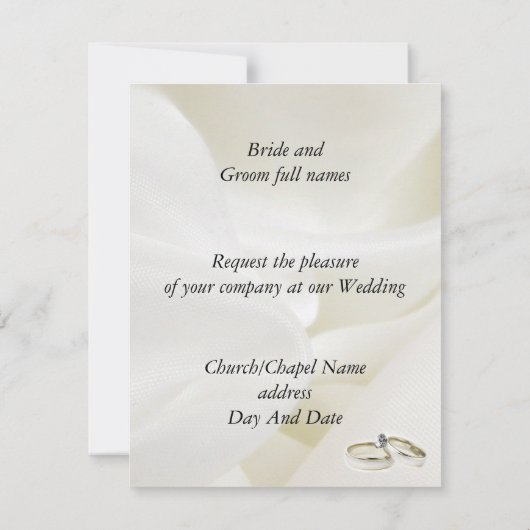 サテン結婚の婚約リングや輪 招待状 (裏面)