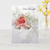 サテン結婚ピロー上のリングや輪 カード (黄色い花)