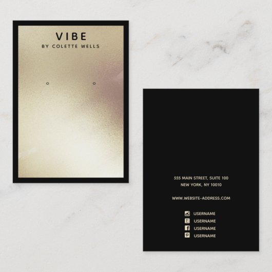 サテン絵を描金ゴールドイヤリング表示ジュエリーホルダー 名刺 (正面/裏面)