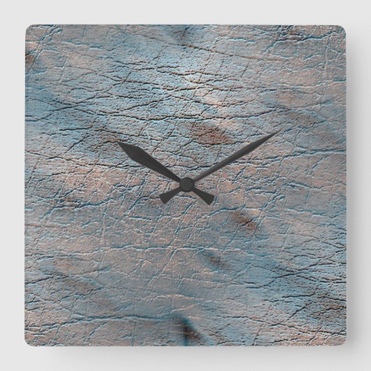 サテン色で染められた灰色と褐色の革 スクエア壁時計 (正面)
