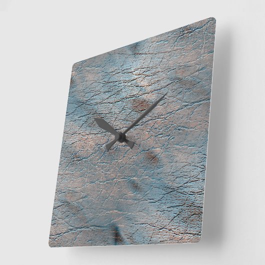 サテン色で染められた灰色と褐色の革 スクエア壁時計 (傾斜)