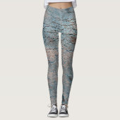 サテン色で染められた灰色と褐色の革 レギンス (正面)