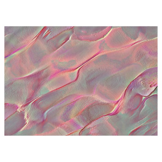 サテン調、桃または生きたサンゴの仮想岩 テーブルクロス (正面(横))