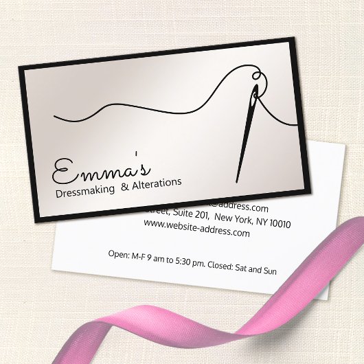 サテン金ゴールド裁縫ニードルスレッドシームレスブシ 名刺