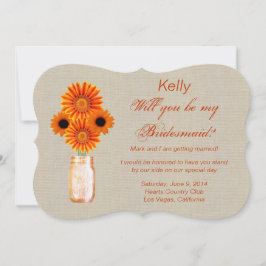 サテン ラスティック オレンジ メイソンジャー 花嫁の友達 カード