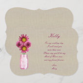 サテン ラスティック ピンク メイソンジャー メイド オブ オナー カード (正面/裏面)