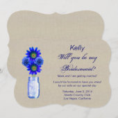 サテン ラスティック ブルー メイソンジャー 花嫁の友人 カード (正面/裏面)