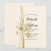 サテン リボン クリーム ウェディング 招待状 (正面/裏面)