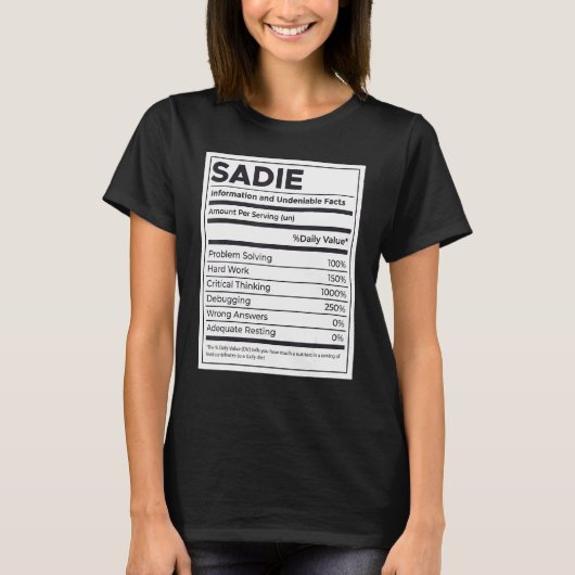 サディ栄養情報問題解決懸命 Tシャツ (正面)