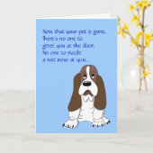 サドバスセットハウンドおもしろい犬悔やみや弔慰ロズオブペット カード (黄色い花)