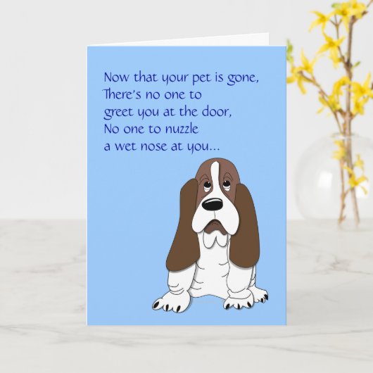 サドバスセットハウンドおもしろい犬悔やみや弔慰ロズオブペット カード (黄色い花)