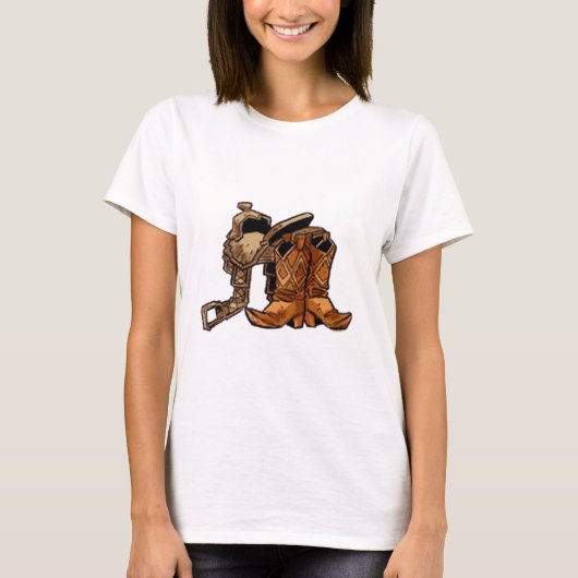 サドルおよびブーツ Tシャツ (正面)