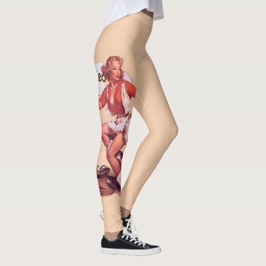 サドルおよびロデオの印を持つヴィンテージの女性のカーボーイ レギンス (右)