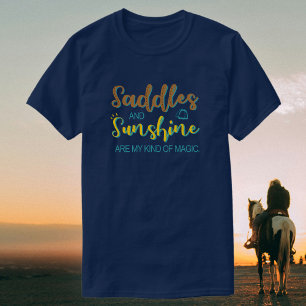 サドルとサンシャイン 馬術+馬好き Tシャツ