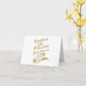 サドルを上後を追げてあなたの夢の馬パーソナライズされた カード (黄色い花)