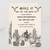 サドルアップウェスタンバースデーパーティーの招待 招待状 (正面/裏面)