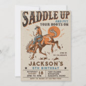 サドルアップウェスタンロデオカウボーイ誕生日招待状 招待状 (正面)