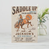 サドルアップウェスタンロデオカウボーイ誕生日招待状 招待状 (スタンド正面)