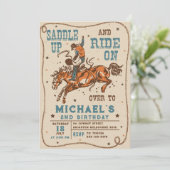 サドルアップウェスタンロデオカウボーイ誕生日 招待状 (スタンド正面)