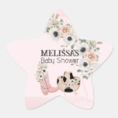 サドルアップウェスタン女性のカーボーイカップケーキトッパー 星シール (正面)