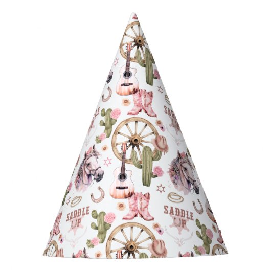 サドルアップウェスタン女性のカーボーイパーティーハット パーティーハット (正面)