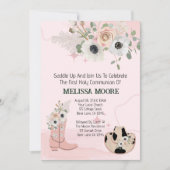 サドルアップウェスタン女性のカーボーイファーストホーリーコミュニオン 招待状 (正面)