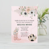 サドルアップウェスタン女性のカーボーイファーストホーリーコミュニオン 招待状 (スタンド正面)