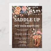 サドルアップウェスタン素朴バースデーパーティー 招待状 (正面/裏面)