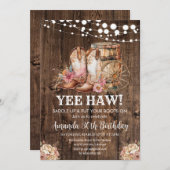 サドルアップウェスタン素朴女性のカーボーイ30th Birthday 招待状 (正面/裏面)