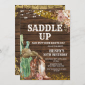 サドルアップウェスタン誕生日for Man 招待状 (正面/裏面)