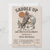 サドルアップウェスタン1st誕生日パーティー 招待状 (正面)