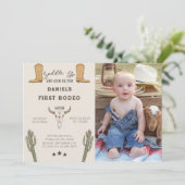 サドルアップウエスタンカウボーイ誕生日写真 招待状 (スタンド正面)