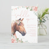 サドルアップウマ女性のカーボーイ誕生日招待状 招待状 (スタンド正面)