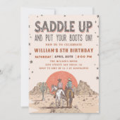 サドルアップカウボーイウェスタン誕生日カントリーブーツ 招待状 (正面)