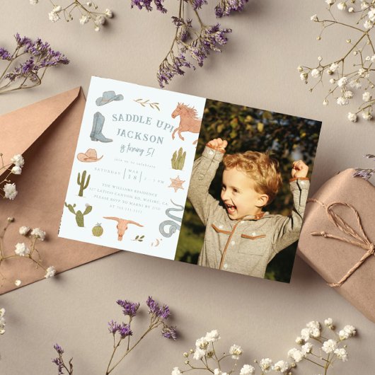 サドルアップカウボーイバースデーパーティーの写真 招待状
