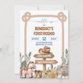 サドルアップカウボーイファーストロデオ誕生日ボーイ 招待状 (正面)