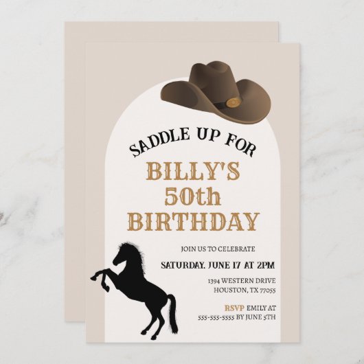 サドルアップカントリー誕生日招待状 招待状 (正面/裏面)