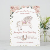 サドルアップガールピンクポニー誕生日招待状 招待状 (スタンド正面)