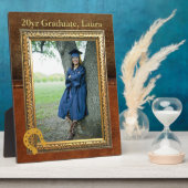 サドルアップタンフェイクレザー卒業生 フォトプラーク (側面)