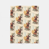 サドルアップファーストロデオカウボーイレトロウッドカット フリースブランケット (正面)