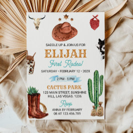 サドルアップファーストロデオカウボーイ誕生日招待状 招待状